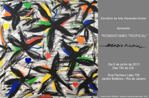 Convite para a exposição ''Romantismo tropical'' de Marzio Fiorini